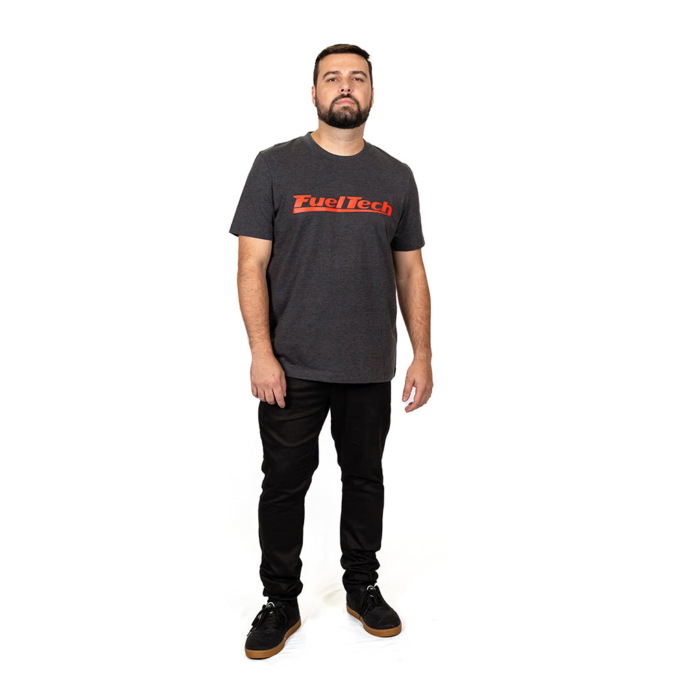 Camiseta Cinza Mescla FT Vermelho