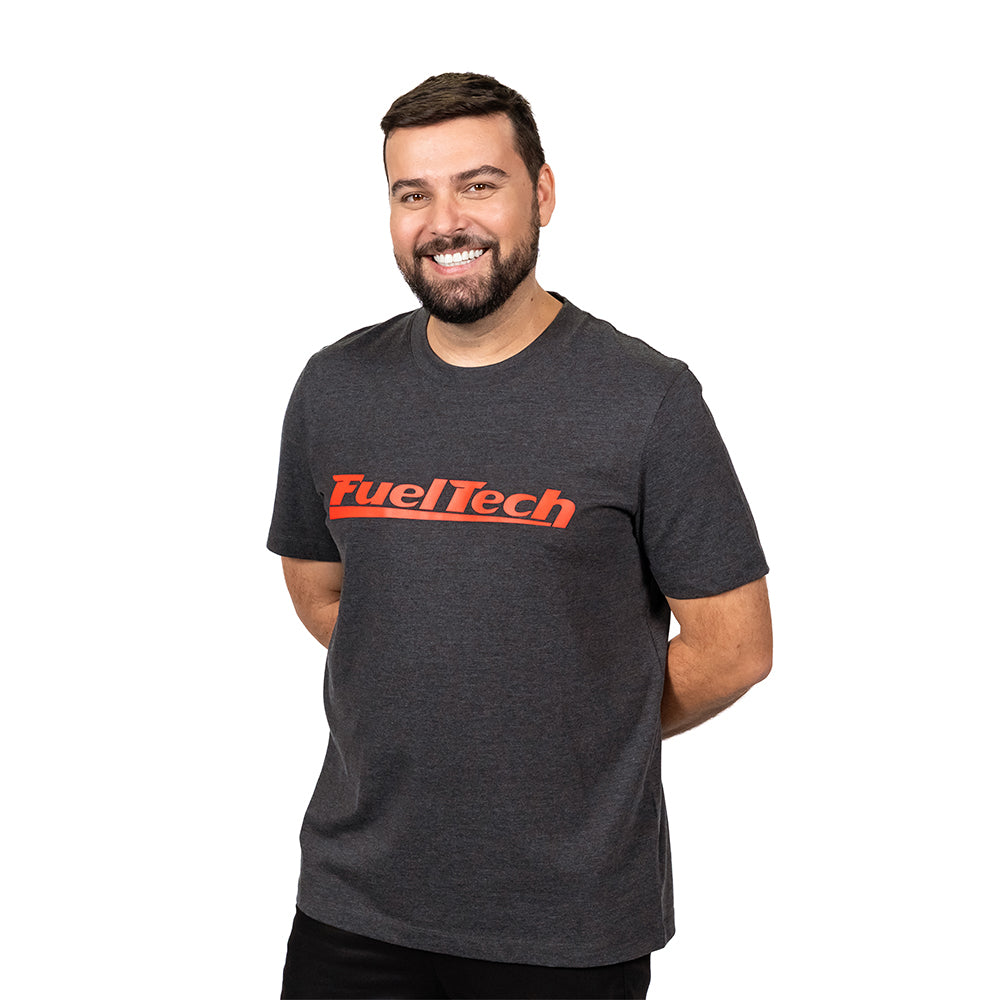 Camiseta Cinza Mescla FT Vermelho